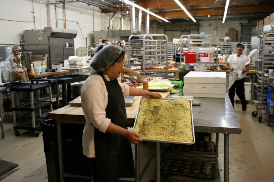 focaccia in the bakery