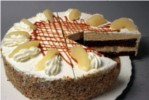 caramel pear harlequin cake